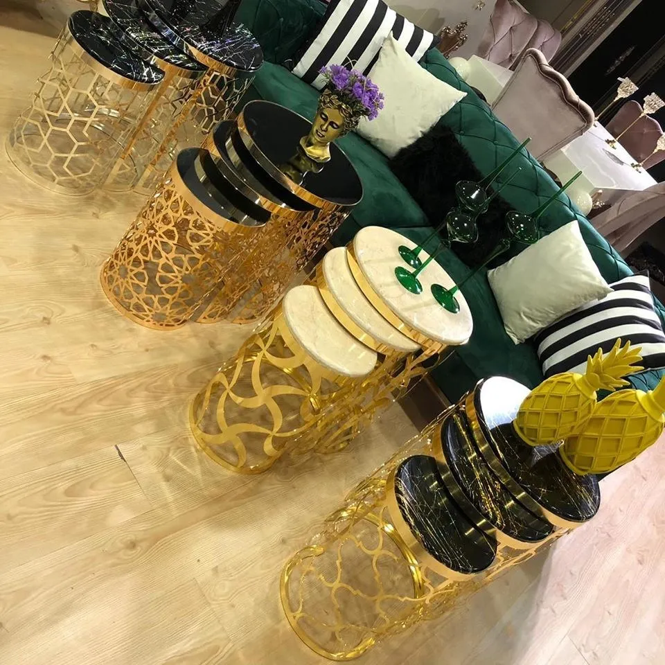 Золотой журнальный столик Zigon 3 lu сделанный в Турции мембранный современный