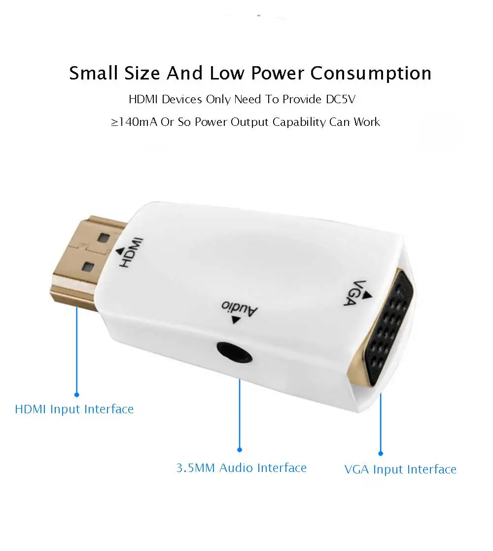 Совместимому с HDMI штекер переходник на гнездо VGA 15-полый штифт адаптер аудио