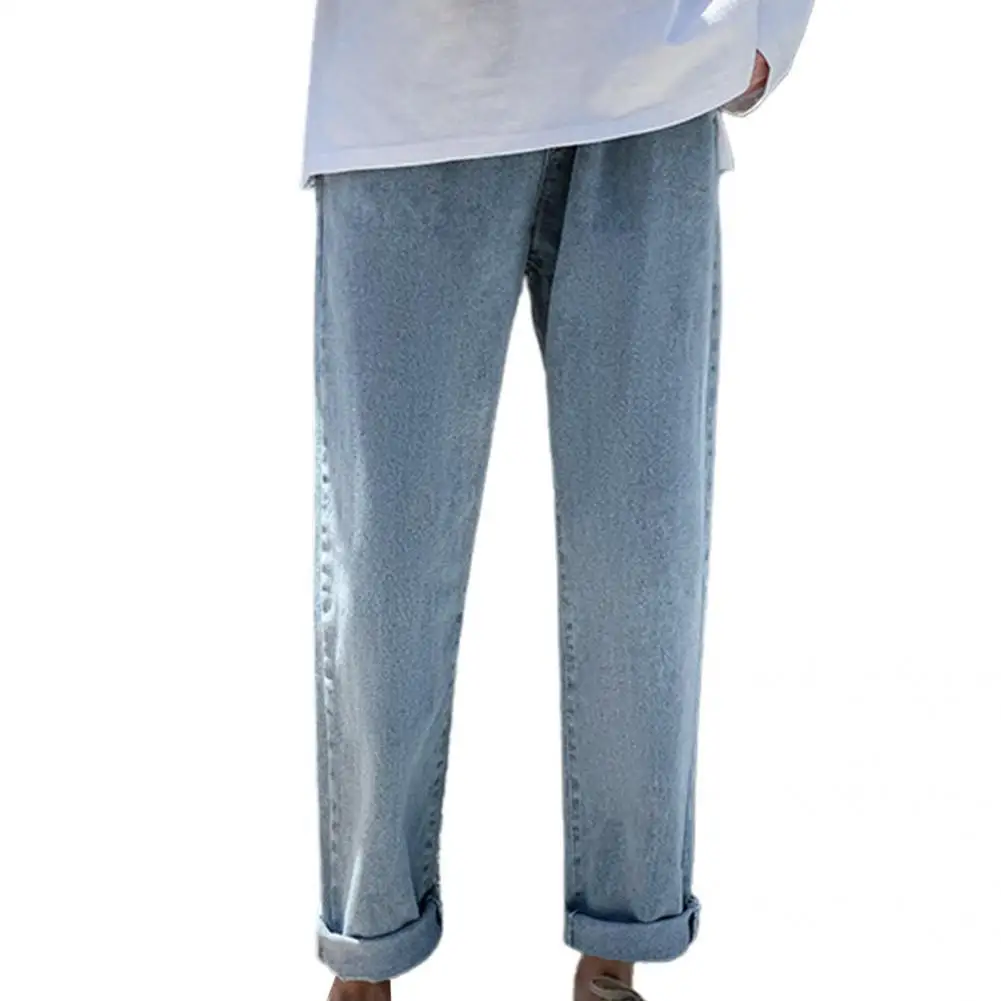

Classic Fashion Men Autumn Streetwear Straight Trousers Denim Pants Wide Legs Cozy