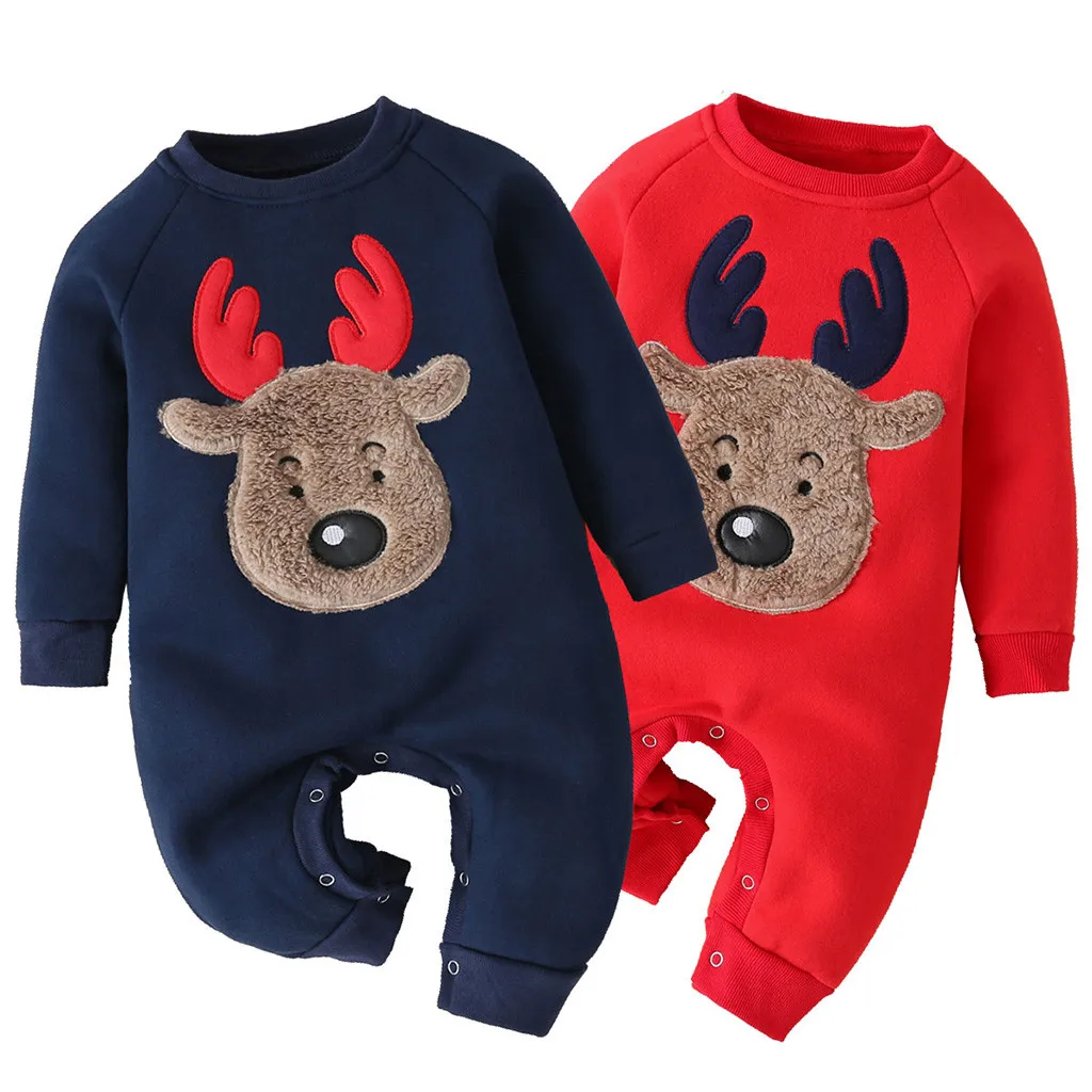 TELOTUNY Infant Baby Boy Girl Christmas Xmas Santa Winter Thick Romper infant Plus velvet warm Jumpsuit Costume Outfits ZO23