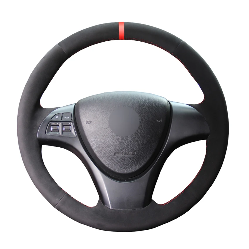 

Hand-stitched Black Suede Red Marker No-slip Car Steering Wheel Cover for Suzuki Kizashi 2010 2011 2012 2013 2014 2015