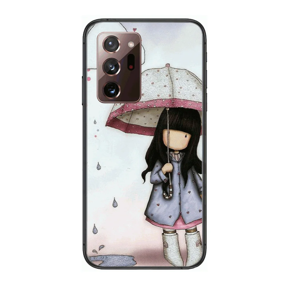 

Girl Lovely Cartoon Illustration Phone Case cover hull For SamSung note20 10 9 8 4 pro plus black prime soft bumper Transparen