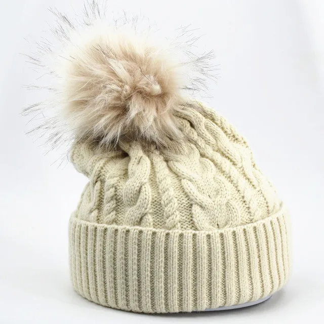 

New winter twist pattern knitted beanies Women's thick warm pom poms knitting skullies bonnet gorros