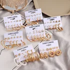 Красивые жемчужные серьги-кольца для женщин и девушек, геометрические золотые металлические круглые серьги, трендовые украшения, лучший подарок