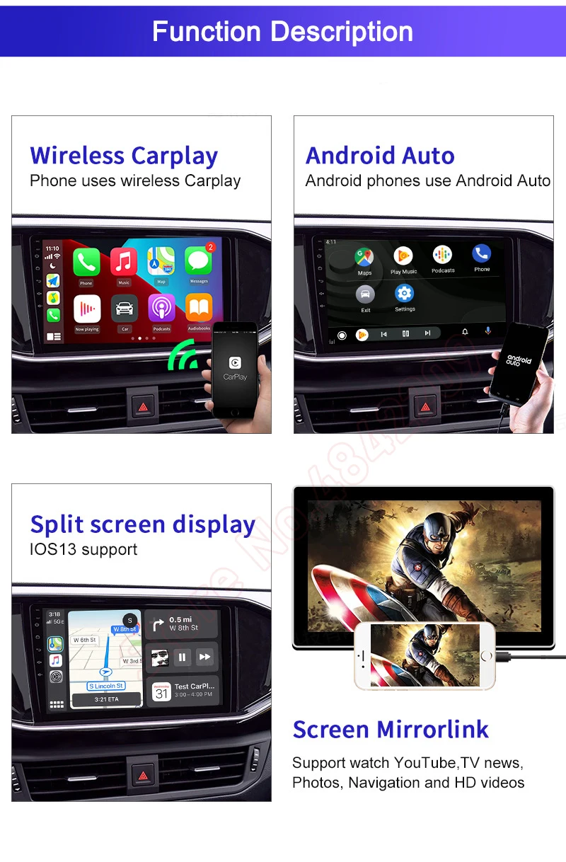 

For BMW Benz Audi Toyota Volkswagen Ford Honda Wireless CarPlay Android Interface Decoder Box Video USB Dongle Adapter