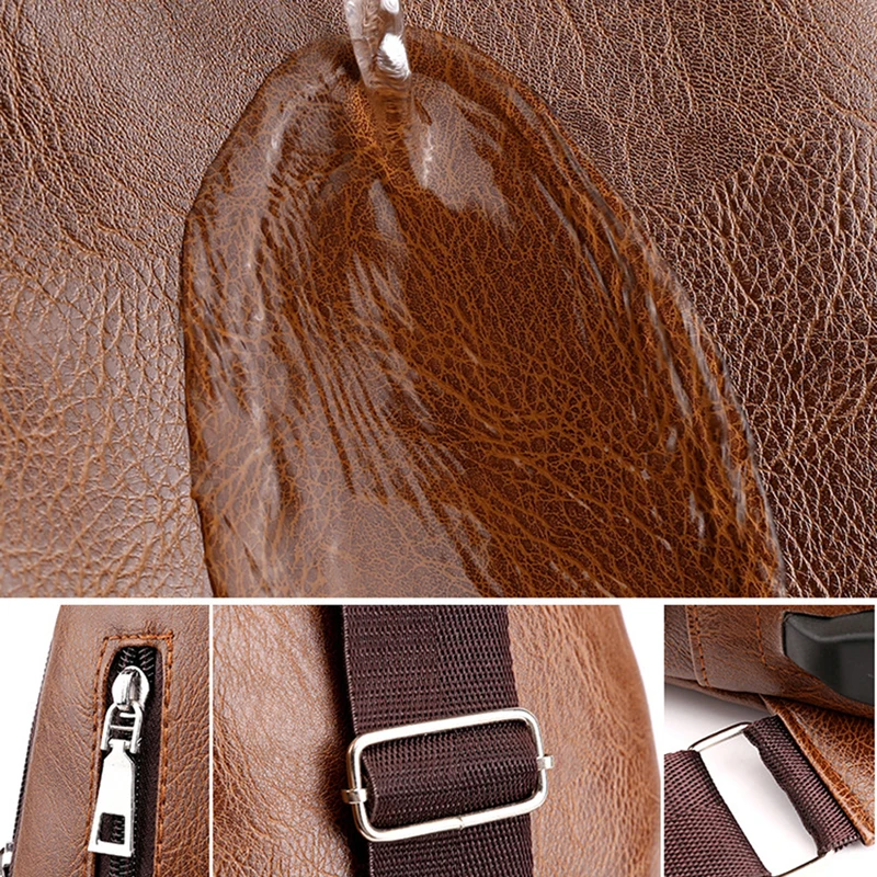 

Luxury Brand Messenger Bag Leather Men Chest Bag Vintage Crossbody Shoulder Bag Men's Business Sling Bags Male Casual Chest Pack