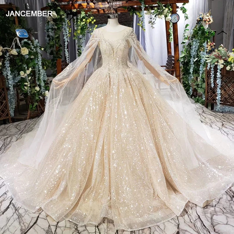 

HTL662 Juxury бальное свадебное платье Свадебные платья 2021 собора Поезд шаль Иллюзия Аппликации блестками