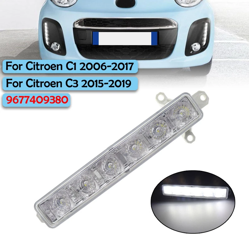 

Car Daytime Running Light DRL Clear Lens 9677409380 9802795580 PG2044330 Daytime Running Lamp For Citroen C1 2006-17 C3 2015-19