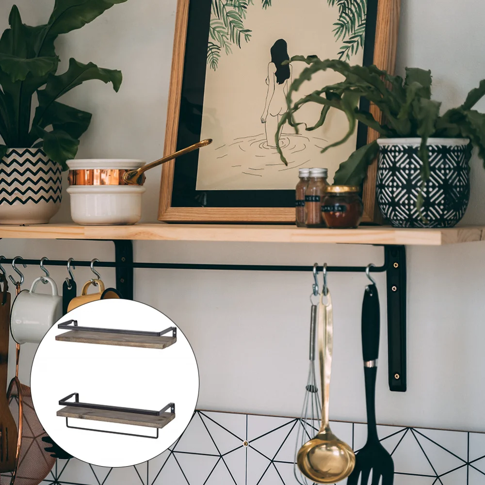 

Rustic Floating Wall Shelves Decorative Storage Rack Shelf Wall-mounted Shelves