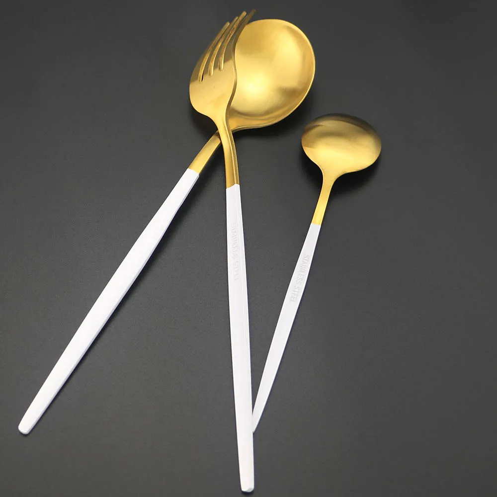 Набор столовой посуды из 24 предметов нож/вилка/ложка нержавеющей стали 304 белого