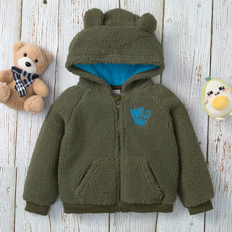 

Baby Boys Winter Clothes Lamb Fleece Outerwear Cartoon Bear Coats Thick Hoodies Jackets Warm Toddler Boys Coat Zipper Outwear