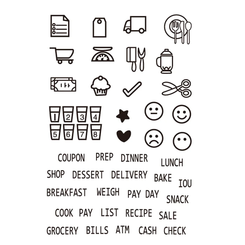 Ежедневные штампы для планировщика прозрачные набор штампов планировщика|set|set