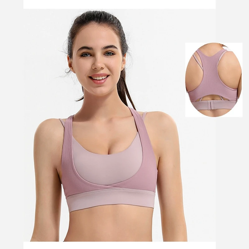 

Женский Противоударный Спортивный бюстгальтер с красивой спинкой, Спортивное нижнее белье, укороченный топ для бега и фитнеса, бюстгальтер...