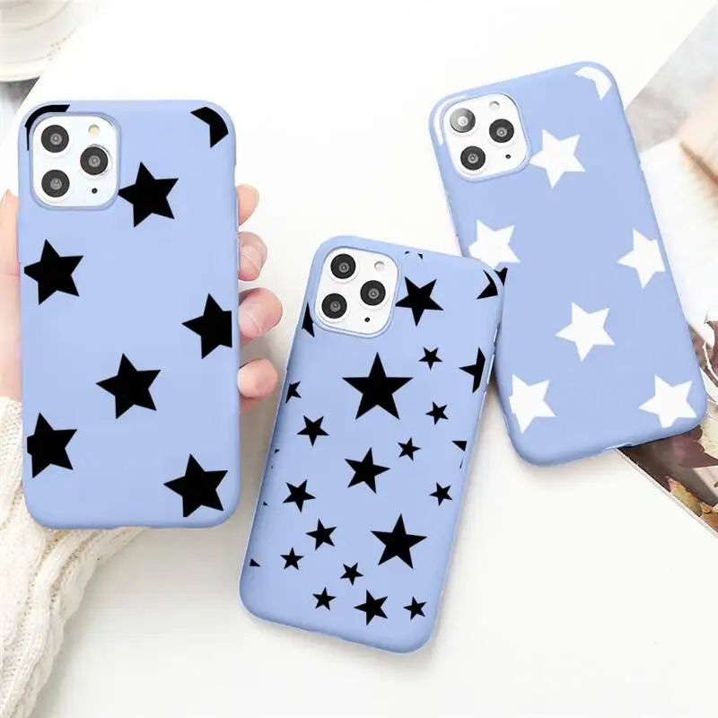 

Fashion Cute Stars Phone Case for iPhone 13 12 mini 11 Pro Max X XR XS 8 7 6s Plus Candy purple Silicone cover