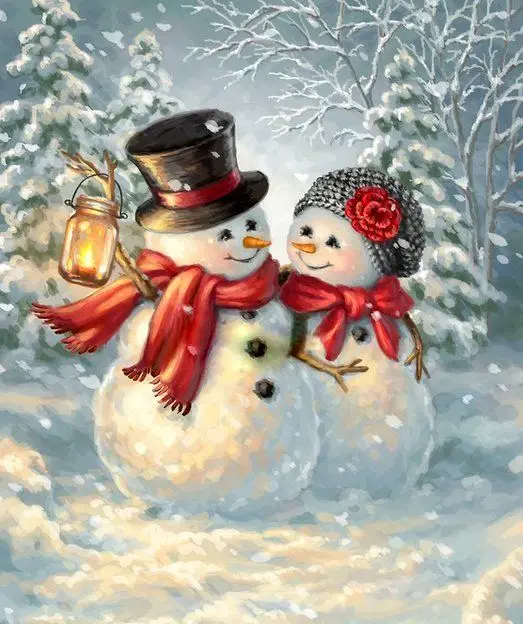 

JMINE Div 5D Winter Snow Snowman Tree Light Xmas Full Diamond Painting cross stitch kits art Christmas 3D paint by diamonds