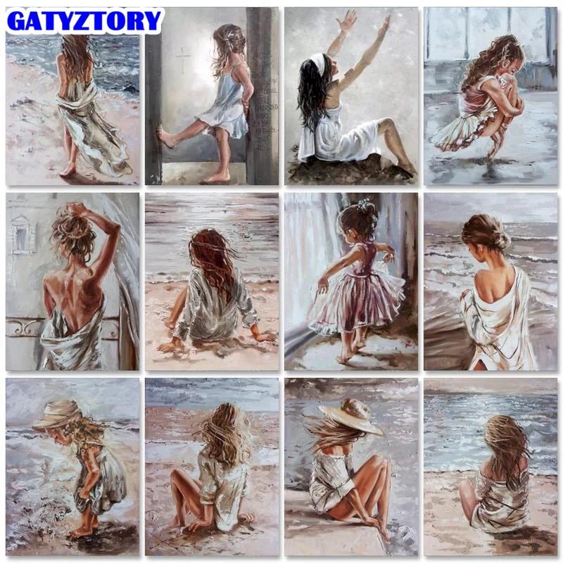 

Gatyztory Frame Girl Diy Painting By Numbers Kit Acrylic Canvas Paint By Numbers Handpainted Oil Painting For Home Decoration