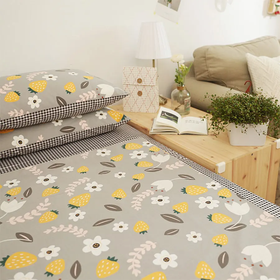 

CUTE flower Strawberry bedding set,cotton twin full queen King romantic pastoral home textile bed sheet pillow case duvet cover
