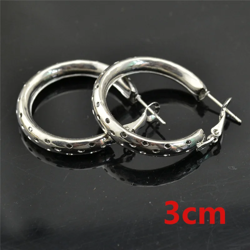 Silver diameter 3cm Простой серебряный золотой большой круг обруч серьги для женщин Диаметр 3-9 см индивидуальность Панк tide модели дикие Молодежные женские серьги - Окраска металла: Silver diameter 3cm