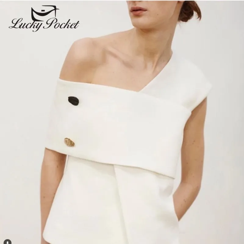 Женская летняя модная Однотонная футболка на одно плечо женские новые белые