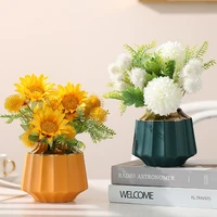 golden border ceramic vase creative vertical pattern flower arrangement container living room desktop flower vase home ornaments