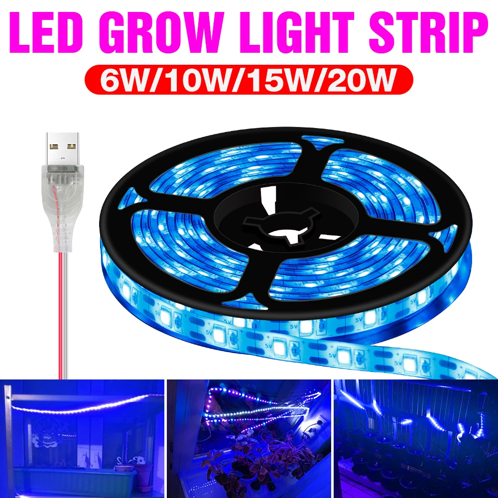 

USB Plant Lamp LED Grow Light Strip Full Spectrum Phytolamp Hydroponic LED Growth Lights 0.5m 1m 2m 3m For Indoor Flower Seeds