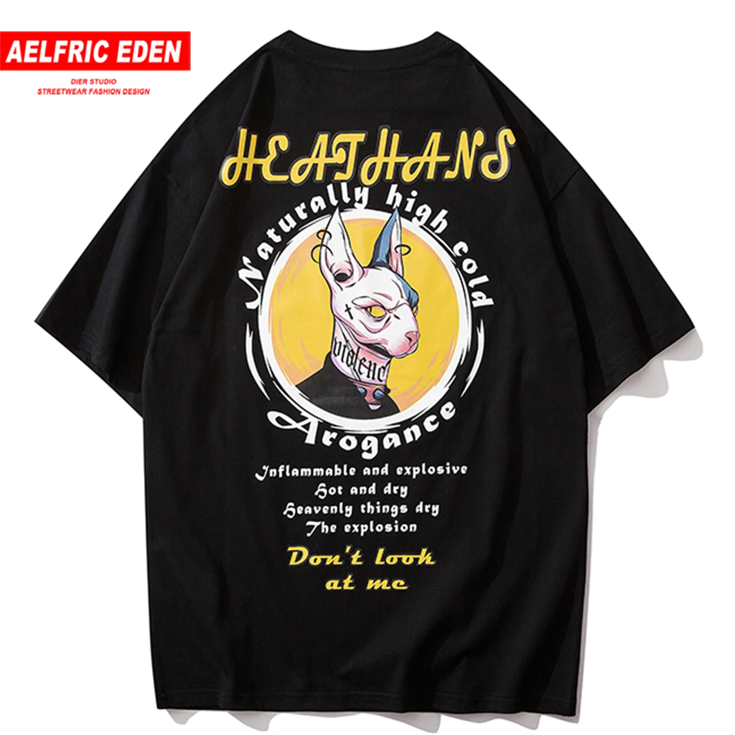 Мужская хлопковая футболка с коротким рукавом принтом в стиле Харадзюку|Мужские