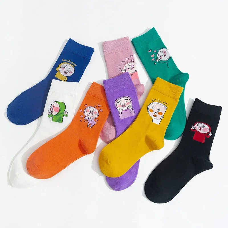 

Забавные носки в Корейском стиле с героями мультфильмов Harajuku, японские креативные милые носки для женщин Kawaii Happy Calcetines Divertidos Sokken Skarpetki