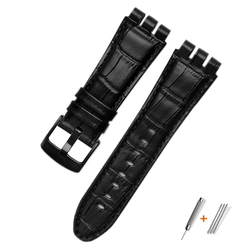 Фото Ремешок из натуральной телячьей кожи для часов Swatch IRONY YOS440 449 448 401G, стальная застежка, браслет для наручных часов, 23-26 мм №5