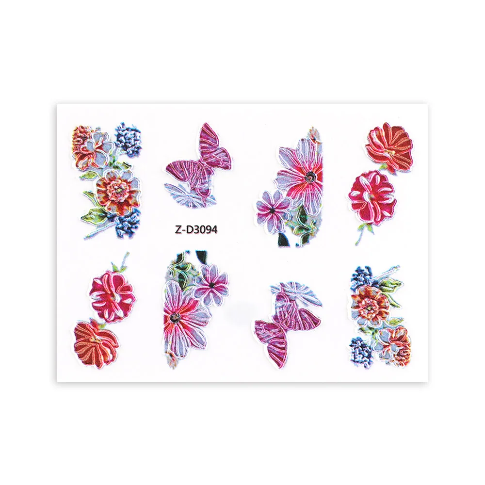 3D Acrylic Engraved Nail Sticker Beautiful Dancing Gril Snow Shape Water Decals Empaistic Nail Water Slide Decals DIY Nail Art - Color: 17