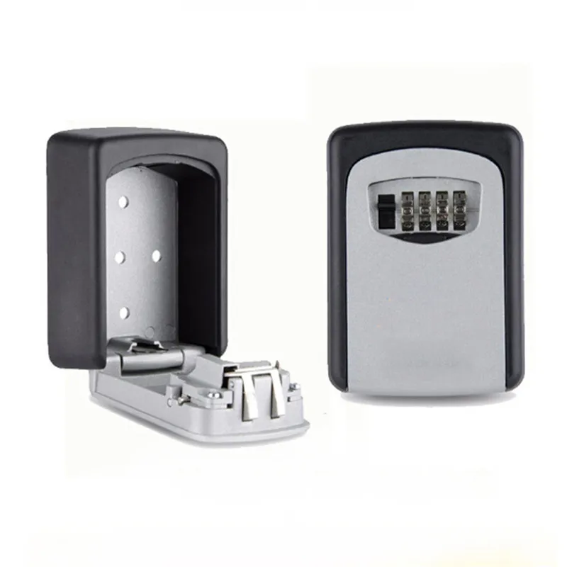 

Metal Alloy Storage Store Key Storage Organizer Boxes Portable Safe Box Wall Mounted 4 Password Keys Combination Lock