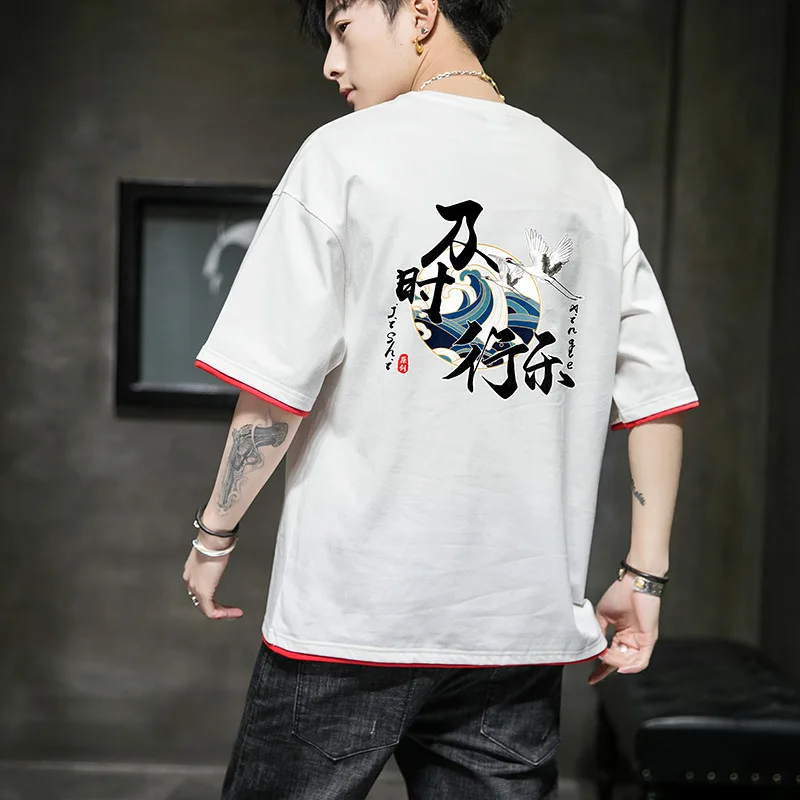 

Short Sleeve Men 's National Fashion 2021 Summer New Loose Clothes Cotton T-shirt Half Sleeve Chinese Style Men 's Clothing
