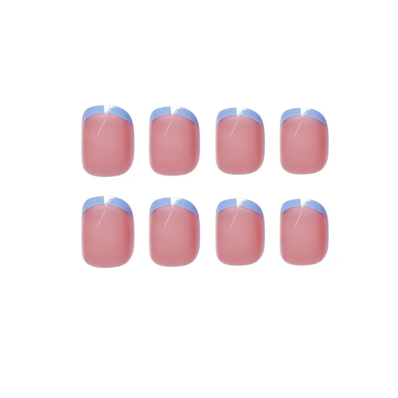 

Naked Jelly Purple Blue French Wear Manicure Finished Fake Nail Manicure Patch Nail Patch Nail Patch Waterproof Removable INS