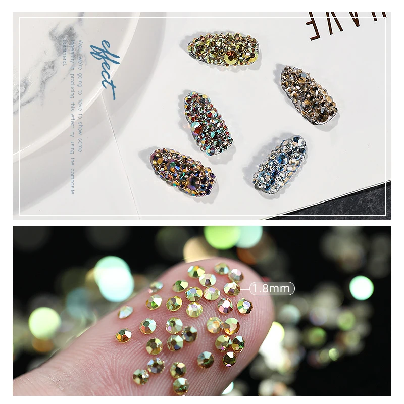 Искусственные ногти разных размеров 1440 штук кристалл AB плоская задняя