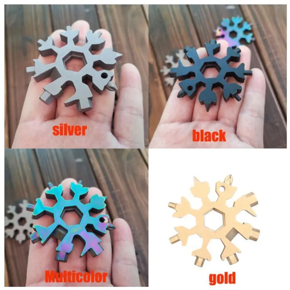 

19-in-1 Snow Keychain Tools Multi-tool Wrenches Combination Stainless Steel Snow Shape Outdoor Portable Snowflake