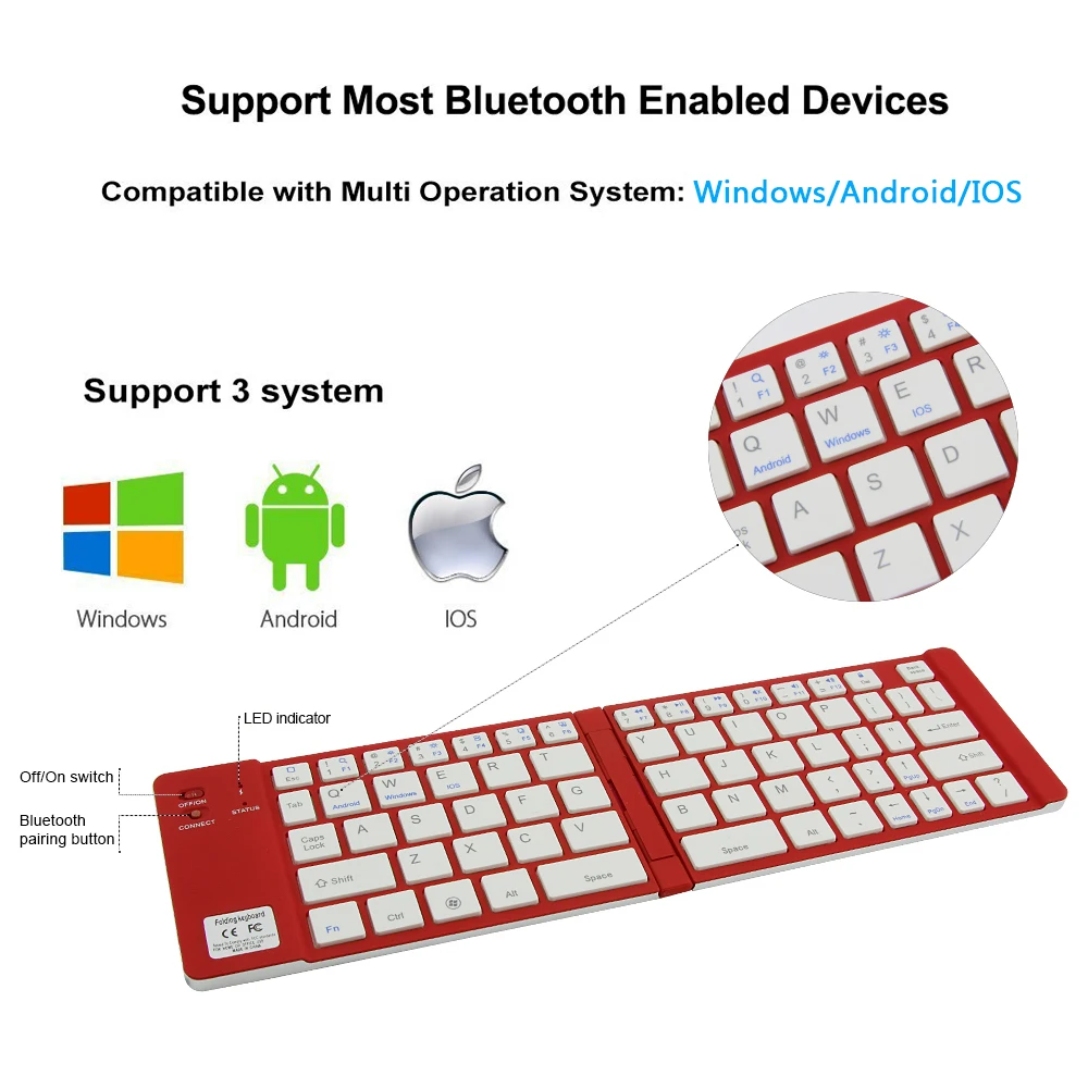 Беспроводная Bluetooth-клавиатура складная ультратонкая портативная для офиса ПК