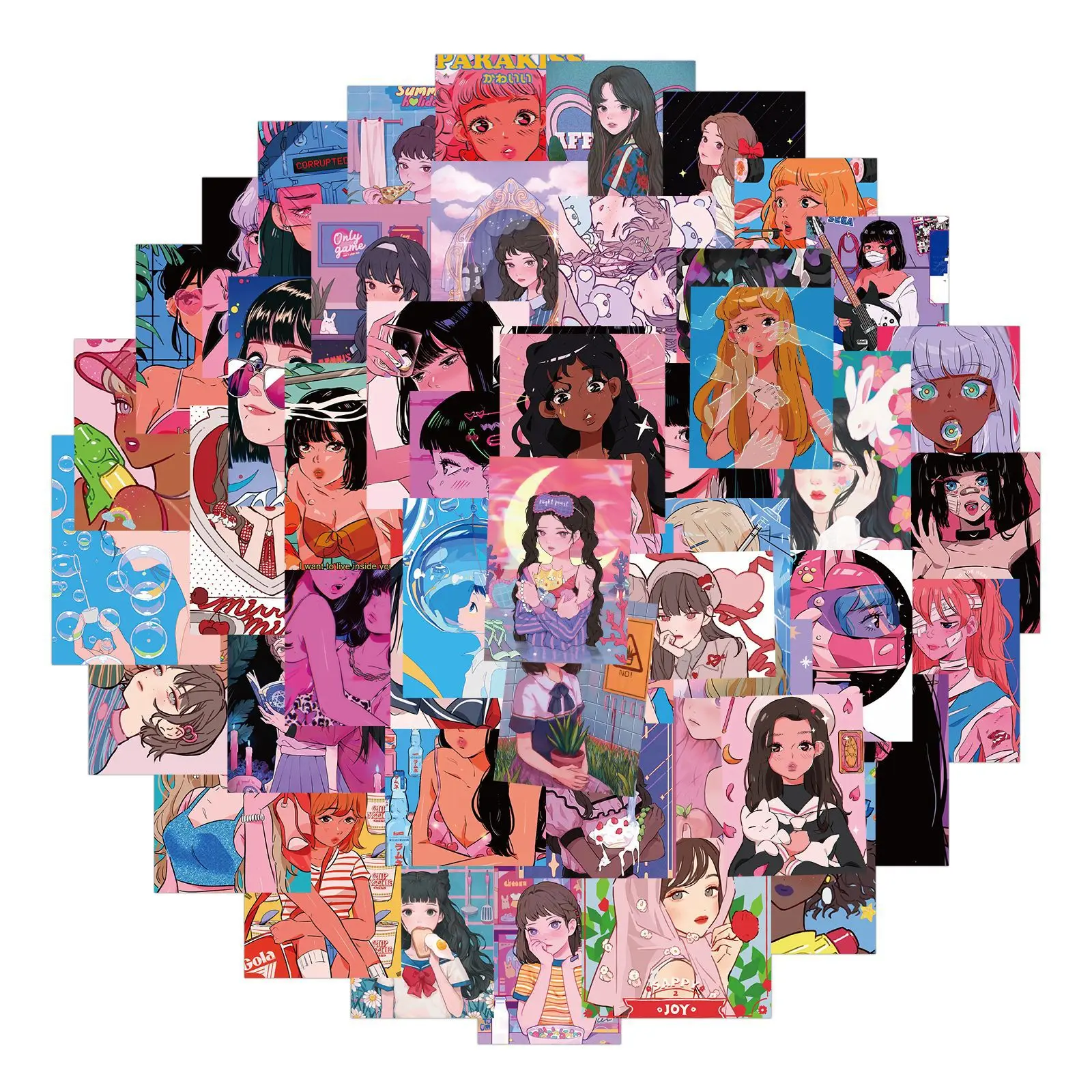 

10/50/100Pcs Anime Stickers Sweetheart Beauty Girls Otaku Welfare Illustration For Luggage Laptop Phone Decals Cartoon Sticker