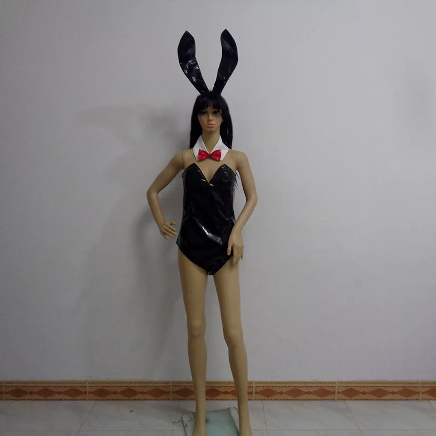One Piece Bulma Black PU Suit Leotard Sexy Bunny Girl Cosplay Costume Cos Halloween Party Uniform Outfit Customize Any Size
