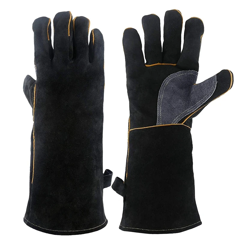 

Extreme Heat&Fire Resistant Gloves Leather with Stitching,Mitts Perfect for Fireplace,Stove,Oven,Grill,Welding,Bbq,Mig,Pot Holde