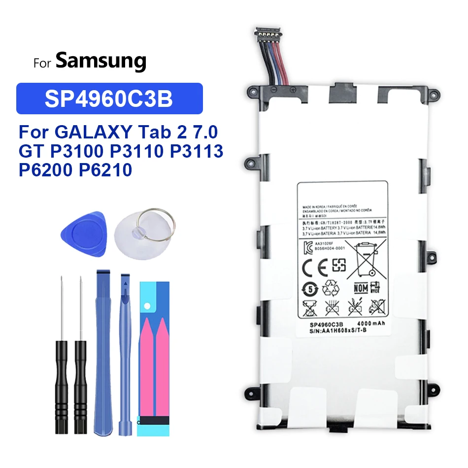 Планшет аккумуляторной батареи 4000 мАч для Samsung GALAXY Tab 2 7 0 GT P3100 P3110 P3113 P6200 P6210 литий