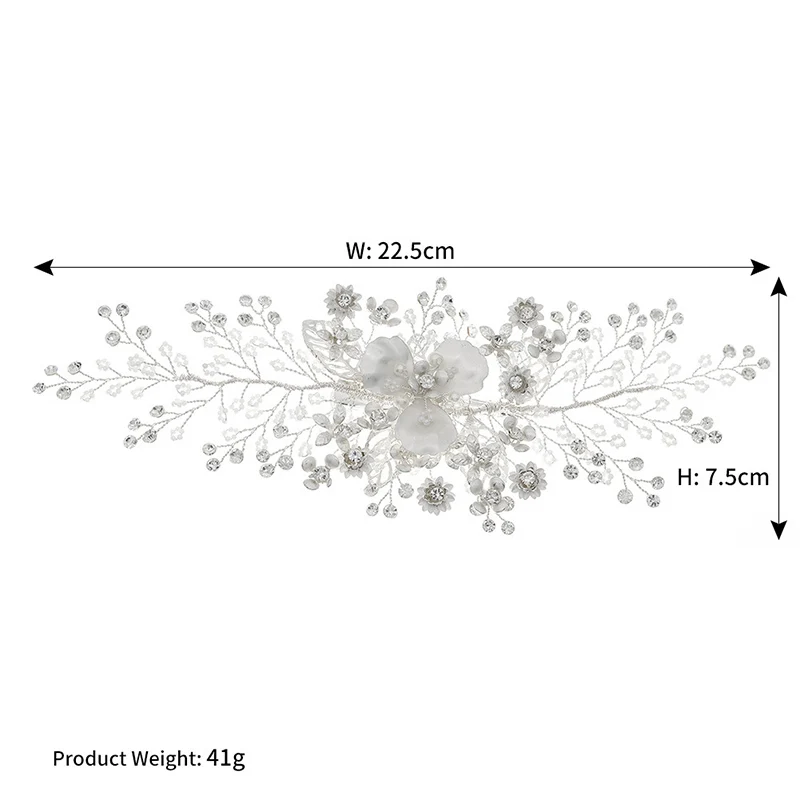 Новинка Нежный белый цветочный лист FORSEVEN с жемчужинами регулируемый зажим