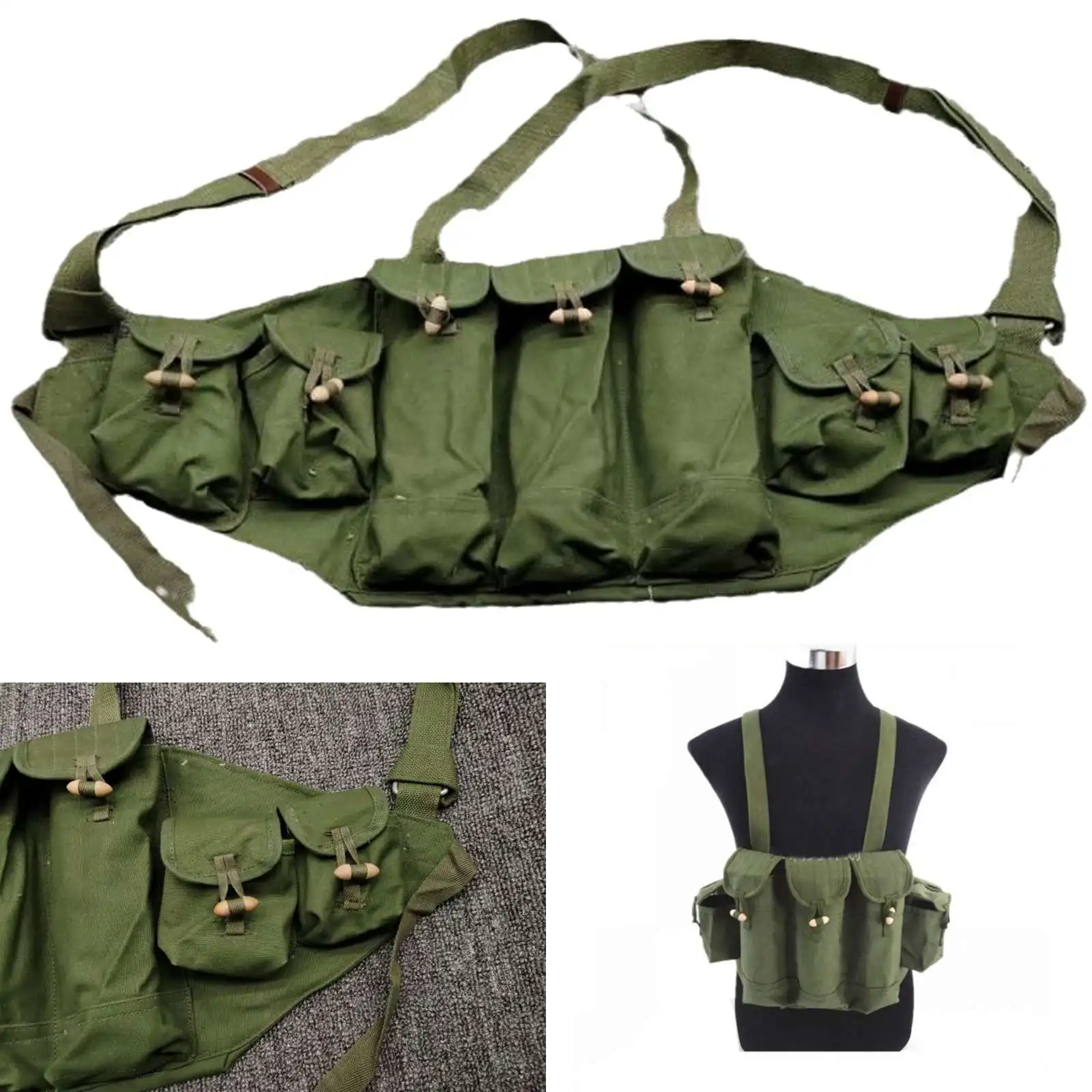 Bolsa de munici&oacute;n de tipo militar chino 56 Mag, aparejo de pecho de asalto de campo Chicom Type56-0