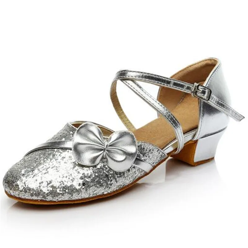 Женская/Женская Золотая танцевальная обувь для латинских танцев Детская/Детская