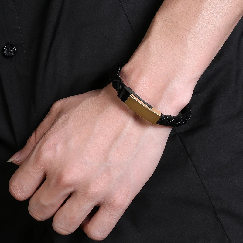 Fashion Jewelry Men Retro Bracelet Weave Leather Bracelets &amp Bangles man Classic Gold Black Collocation bangle PS2036 | Украшения и