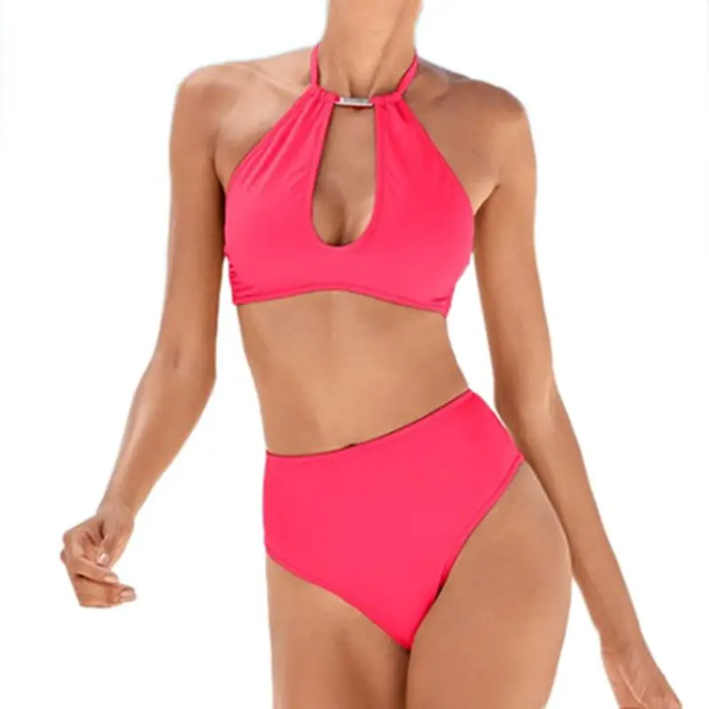 Женский Повседневный простой пляжный комплект бикини пуш ап купальник