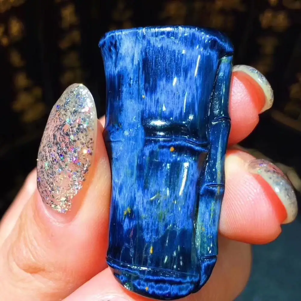 Genuine Natural Pietersite Pendant 37x19x10mm Bamboo For Chatoyant Blue Crystal Healing Gemstone Women AAAAA | Украшения и