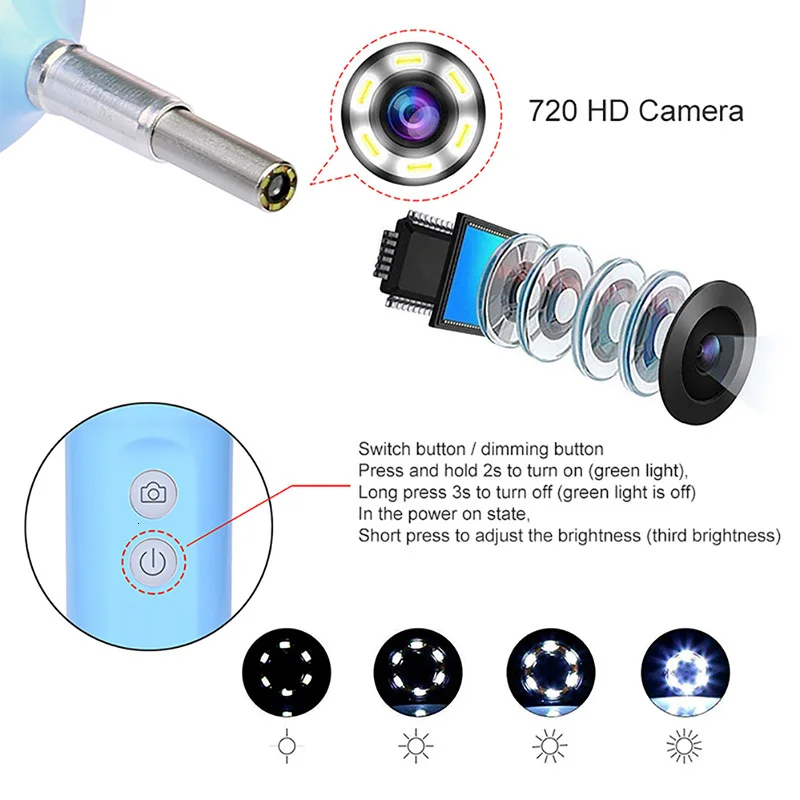 Беспроводная камера эндоскоп с 6 регулируемыми светодиодами 3 9 мм|Камеры