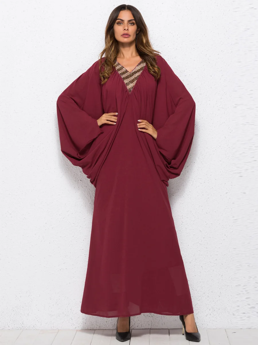 Элегантное праздвечерние чное платье Дубай с рукавом летучая мышь Рамадан абайя