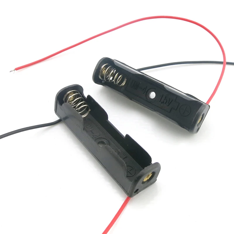 

300pcs/lot MasterFire 2-Wire Cable Connector 1 x 1.5V AAA Battery Plastic Case Single Slot AAA Batteries Holder Storage Box