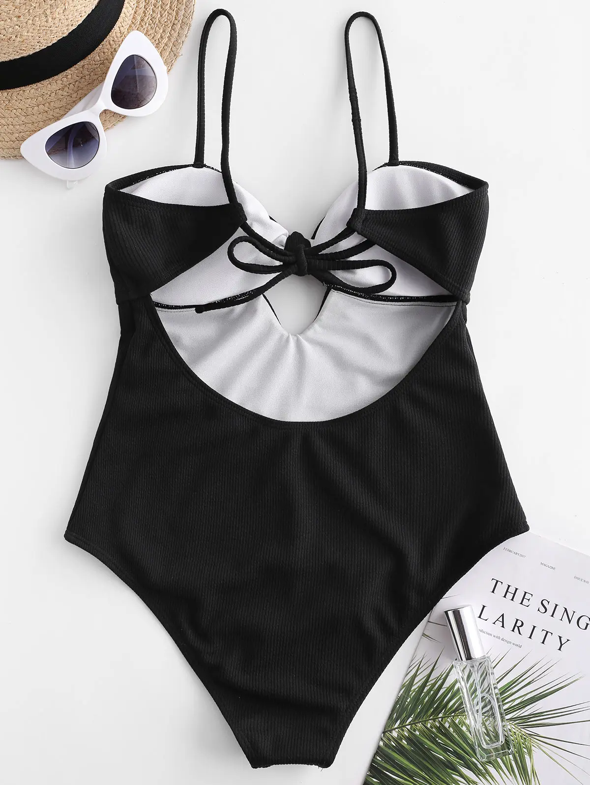 ZAFUL Бикини ребристая замочная скважина с завязками Проволочные купальники