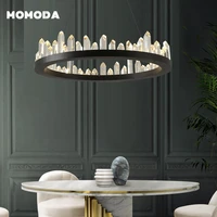 Modern LED Chandeliers Luxury Round Crystal Prism Metal Pendant Hanging Lamps Lustre Bedroom Living Room Indoor Lighting Fixture